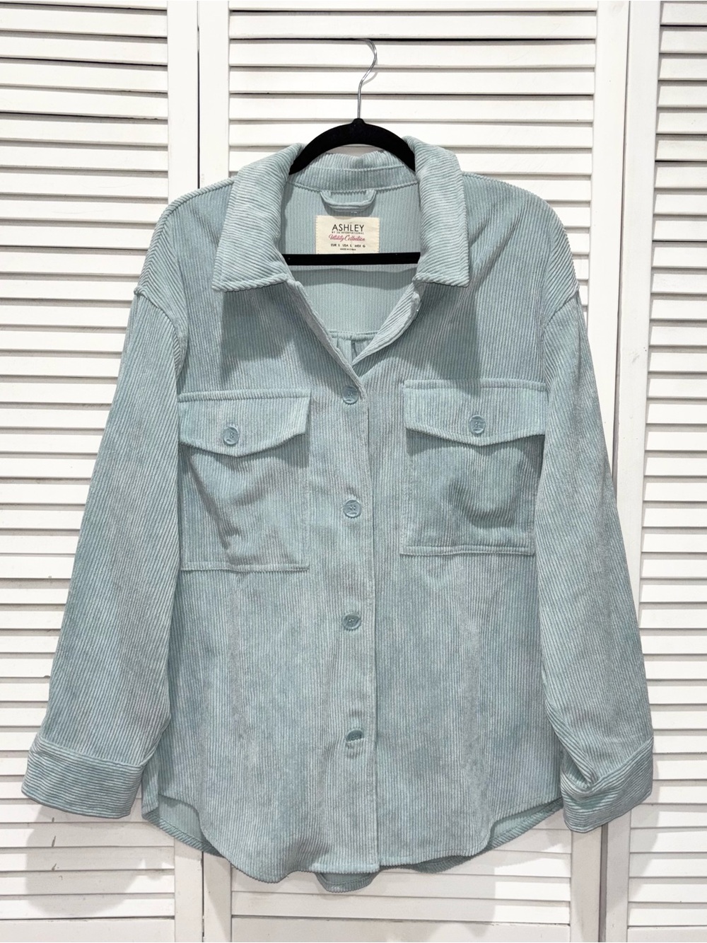 Ashley By 26 International Light Blue Corduroy Shacket Size L